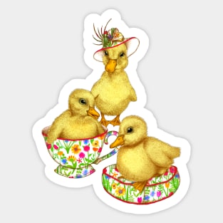 Posh Yellow Ducklings Sticker